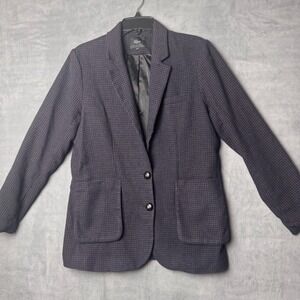 Rails Windsor Midnight Brown Mini Check Blazer Jacket Women's Medium Wool Blend